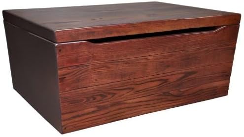 Hope Woodworking Amish Made Wooden Storage Chest Trunk Box with Lid and Handles for Bedroolanket, Clothes, Anti-Slam Hinges, Handmade, Rustic, Oak Wood, Cherry Stain, 36"