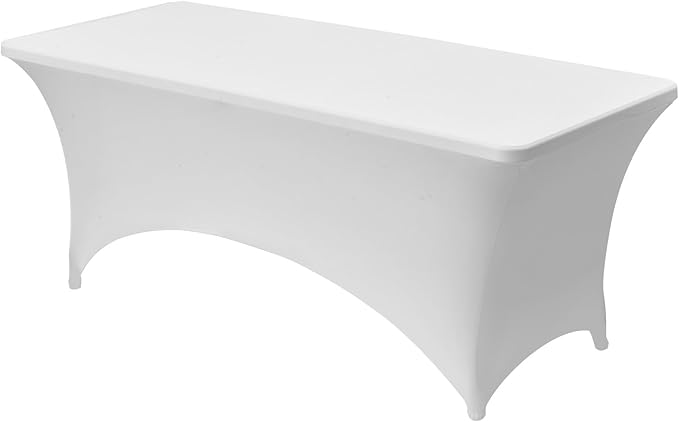 VEVOR 10 Pack Table Cloth for 6FT Rectangular Fitted Events, Wrinkle-Resistant Stretch White Table Covers, Washable Spandex Tablecloth Protector, for Party, Wedding, Cocktail, Banquet, Festival