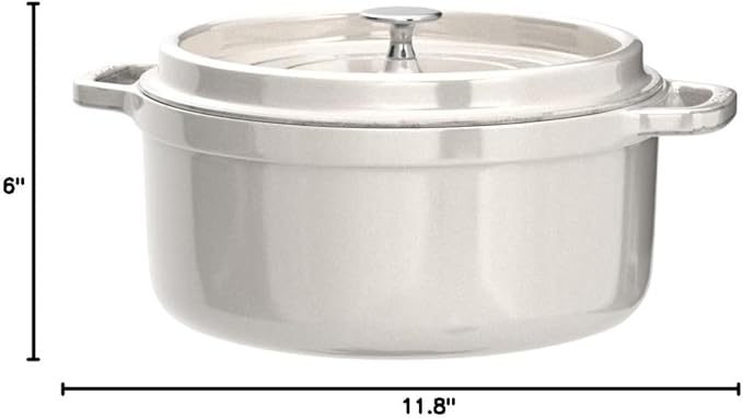 staub La Cocotte Round 40501-412 Pico Cocotte Round Campagne 9.4 inches (24 cm) Large, Both Handed Castings, Enameled Pot, Induction Compatible, Japanese Authentic Product with Serial Number
