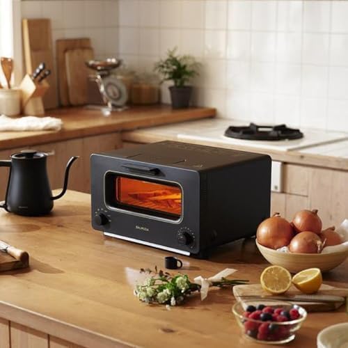 BALMUDA The Toaster | Steam Oven Toaster | Compact Size 14.1" W x 12.6" D x 8.2" H | 5 Cooking Modes: Sandwich Bread, Artisan Bread, Pizza & Pastry, Oven | Baking Pan Included | US Version | Black