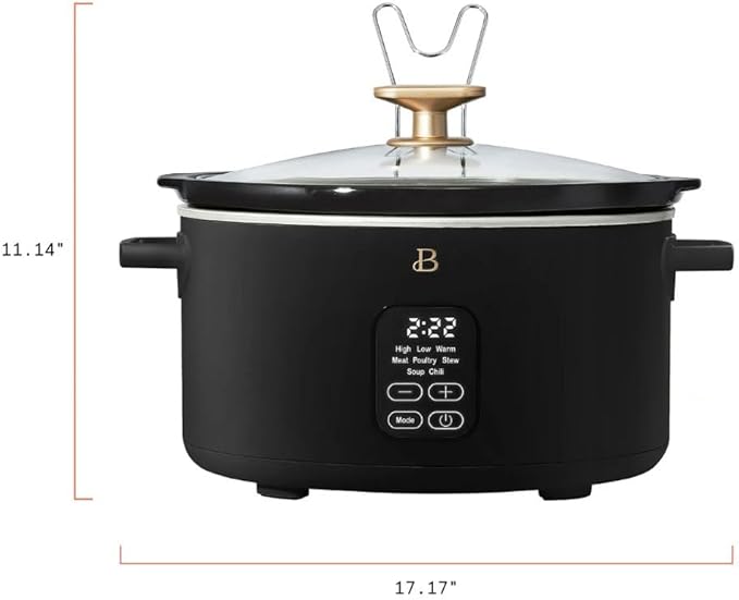 Beautiful 6?‘Quart Programmable Slow Cooker with 5 Presets, Keep?‘Warm, Touch Display & Dishwasher?‘Safe Pot (Black)