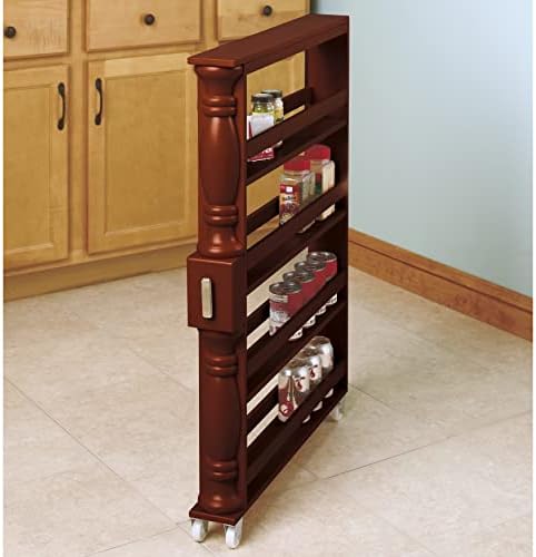 The Lakeside Collection Slim Rolling Can and Spice Racks - Walnut