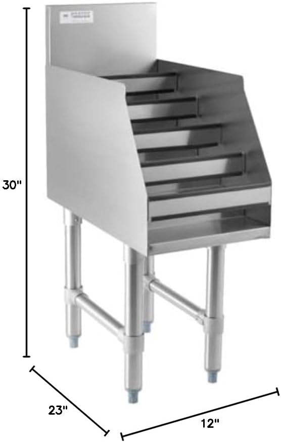 Kratos Commercial Rack - 5-Tiered Stainless Steel Liquor Display Rack, 12" W x 23" D (32L-063)