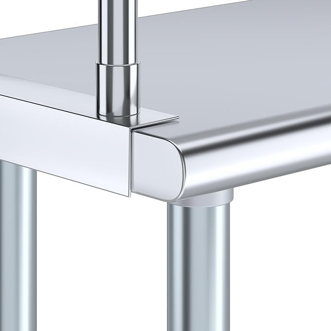 Stainless Steel Work Table with Wide Single Tier Overshelf | Metal Kitchen Prep Table & Shelving Combo (18" x 36" Work Table + 12" Overshelf)