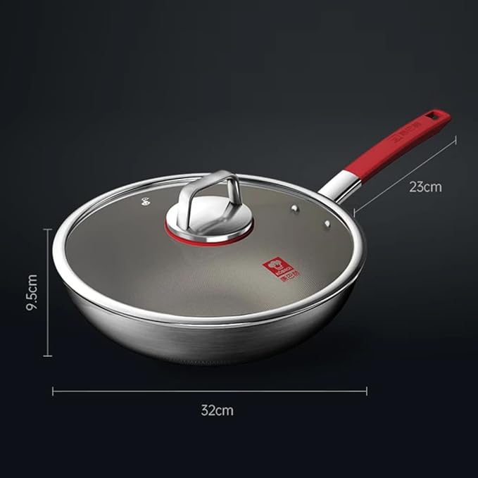 KBH KGT-C32A Titanium Nonstick Wok, Frying pan with Lid, Suitable for All Cooktops, 32 CM(12.6 INCH)