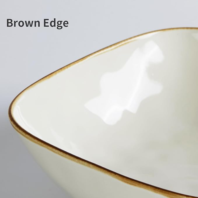 famiware Large Pasta Bowls Set of 4, Ocean Square 8" Bowls, Pasta Serving Bowl Large Dinner Bowls, Kitchen Bowl Set, Microwave and Dishwasher Safe, Scratch Resistant, Vanilla White