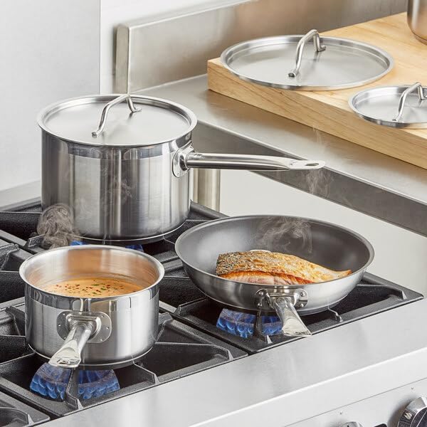 6-Piece Induction Ready Stainless Steel Cookware Set, 2 Qt and 4.5 Qt Sauce Pans, 9.5 Inch Non-Stick Frying Pan with Lids, NSF Listed, Commercial Grade