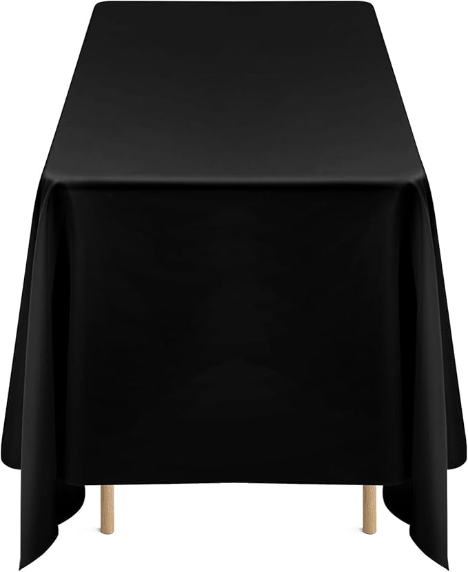 VEVOR Black Tablecloths for Rectangle Tables, 6 Pack, 70 x 120 Inches, Reusable and Machine Washable Table Clothes, Wrinkle-Resistant Polyester Fabric Table Covers for Wedding, Party, Banquet