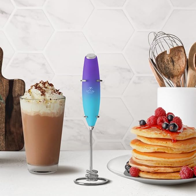 Zulay Kitchen Milk Frother with Patented Tornado Triple Whisk ??Handheld Foam Maker for Coffee, Lattes, Matcha & Hot Chocolate ??Rich, Creamy Froth in Seconds