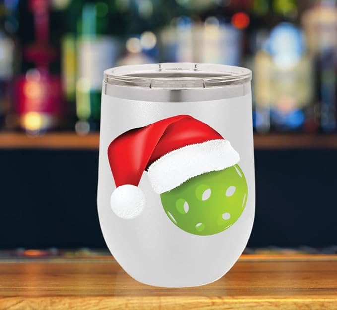 Pickleball Wine Tumbler, Pickleball Gift, 12oz Stainless Steel Wine Tumbler, Gifts For Him, For Her, For Boys, For Girls, Birthday, Christmas Gift idea (White)
