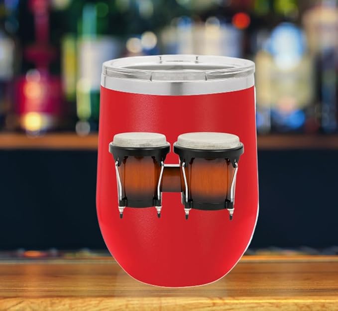 Bongos Wine Tumbler, Bongos Gift, 12oz Stainless Steel Wine Tumbler, Gifts For Him, For Her, For Boys, For Girls, Birthday, Christmas Gift idea (Red)
