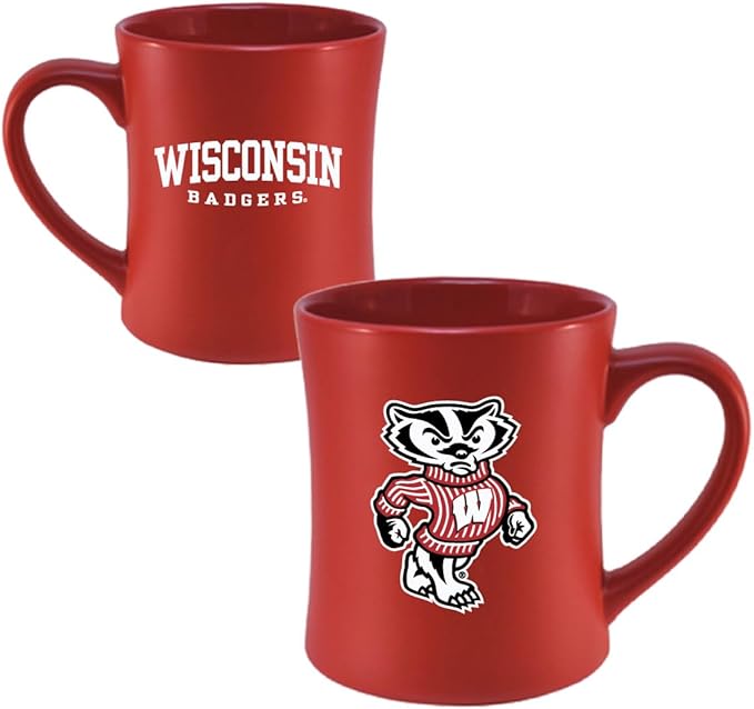 Wisconsin Badgers Ceramic 16oz Sculpted Mug ??Official Team Logo Coffee Cup ??Handwash Recommended ??Individually Boxed