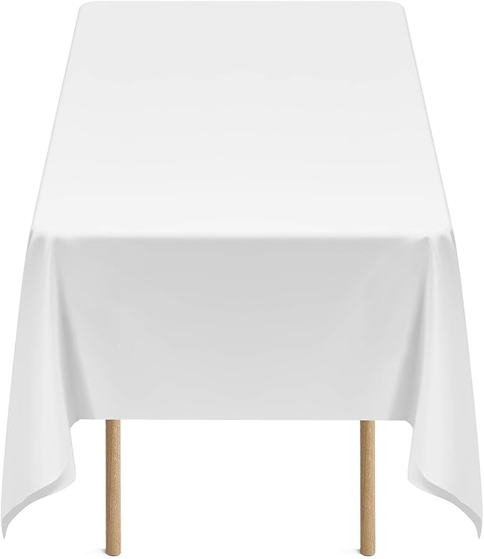 VEVOR White Tablecloths for Rectangle Tables, 6 Pack, 60 x 102 Inches, Reusable and Machine Washable Table Clothes, Wrinkle-Resistant Polyester Fabric Table Covers for Wedding, Party, Banquet