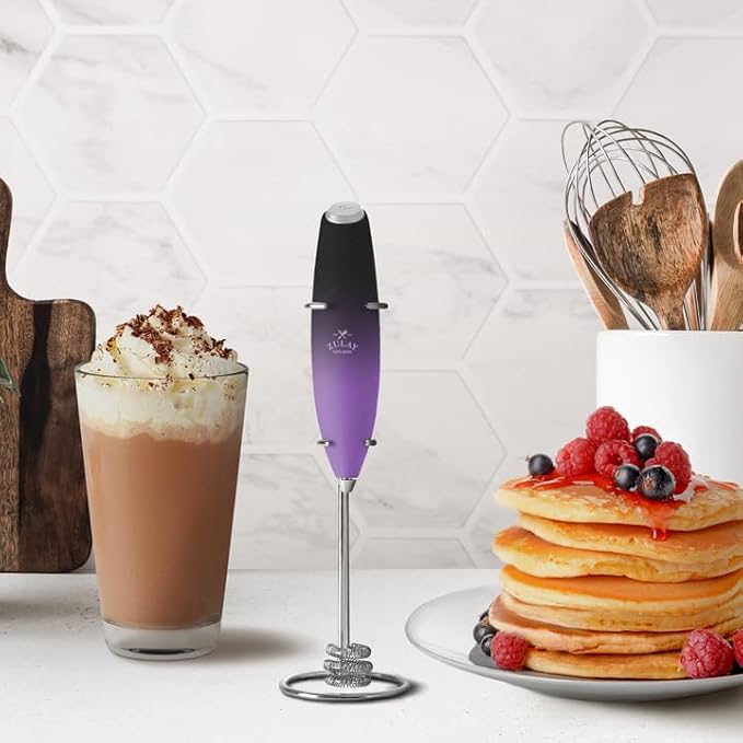 Zulay Kitchen Milk Frother with Patented Tornado Triple Whisk ??Handheld Foam Maker for Coffee, Lattes, Matcha & Hot Chocolate ??Rich, Creamy Froth in Seconds
