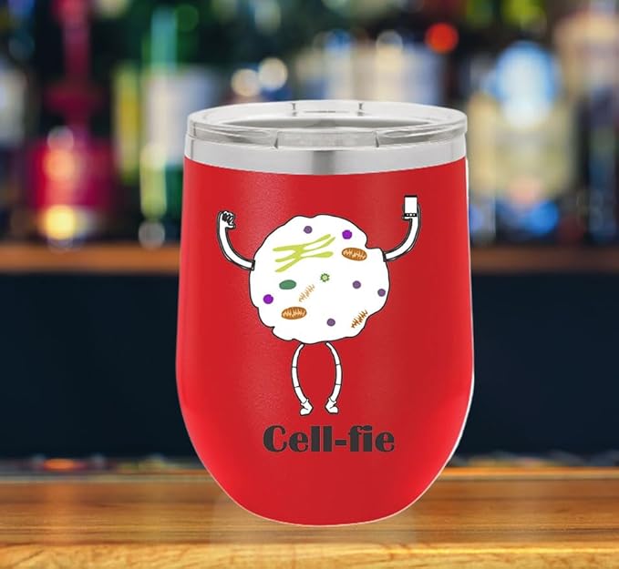 Cell Fie Wine Tumbler, Cell Fie Gift Lover, 12oz Stainless Steel Wine Tumbler, Gifts For Him, For Her, For Boys, For Girls, Birthday, Christmas Gift idea (Red)
