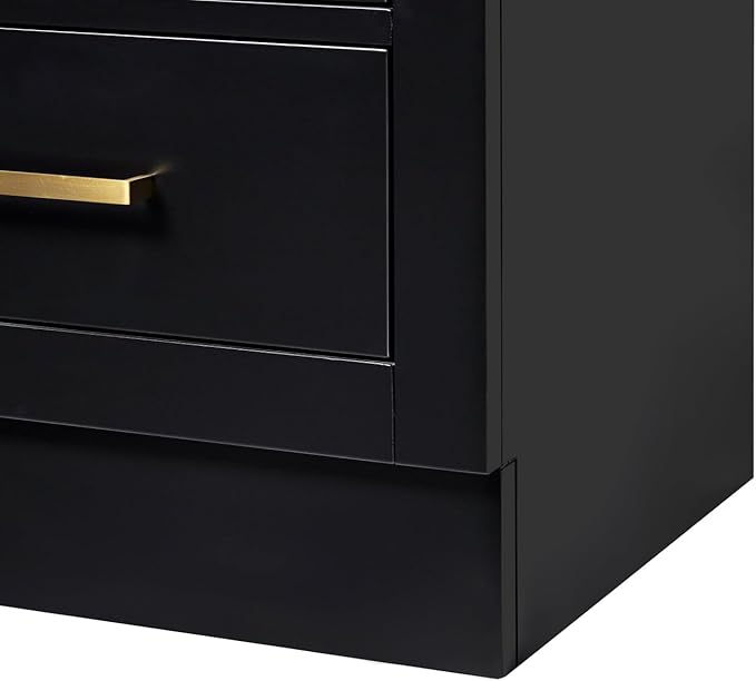 ARIEL Hepburn Bathroom Storage Cabinet - Solid Hevea Wood and Fully Assembled for Long-Lasting Durability and Sophisticated Finish, Freestanding Linen Bathroom Cabinet - 65?쒱 x 20?쓂 x 16?쒭, Black