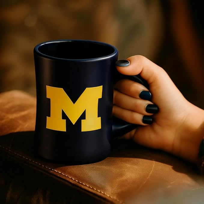 Michigan Wolverines Ceramic 16oz Sculpted Mug ??Official Team Logo Coffee Cup ??Handwash Recommended ??Individually Boxed