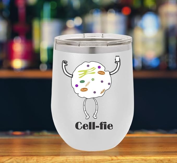 Cell Fie Wine Tumbler, Cell Fie Gift Lover, 12oz Stainless Steel Wine Tumbler, Gifts For Him, For Her, For Boys, For Girls, Birthday, Christmas Gift idea (White)