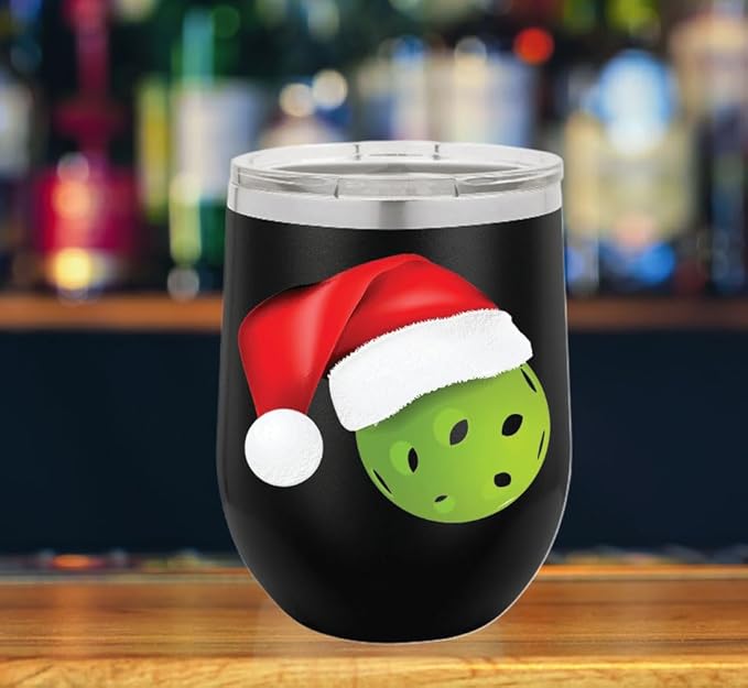 Pickleball Wine Tumbler, Pickleball Gift, 12oz Stainless Steel Wine Tumbler, Gifts For Him, For Her, For Boys, For Girls, Birthday, Christmas Gift idea (Black)