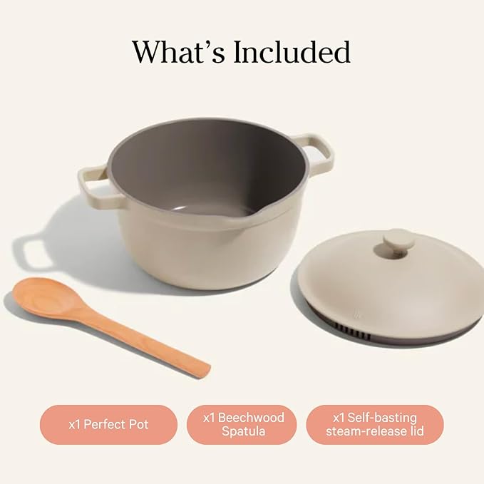 Our Place Mini Perfect Pot | 2.5 Qt Ceramic Pot with Lid & Spatula | Patented 8-in-1, PFAS-Free Nonstick, Non-Toxic Cookware | Induction & Oven-Safe up to 450째F | Steam