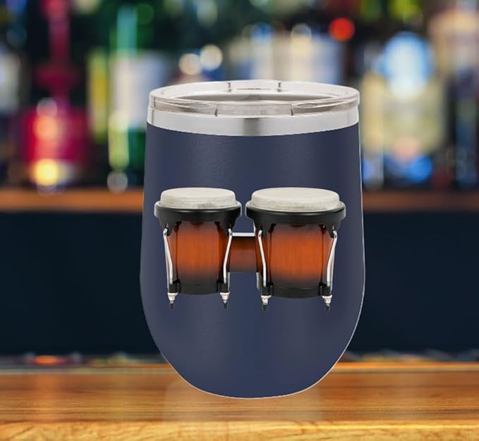 Bongos Wine Tumbler, Bongos Gift, 12oz Stainless Steel Wine Tumbler, Gifts For Him, For Her, For Boys, For Girls, Birthday, Christmas Gift idea (Blue)