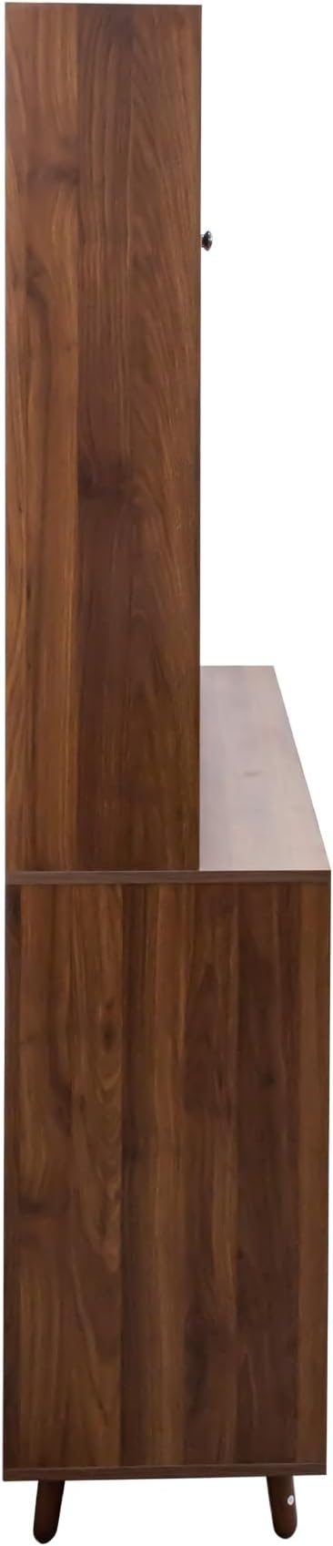 63" W Large Kitchen Hutch Cabinet, Freestanding Pantry Storage Cabinet with Hutch, 4 Doors 4 Drawers & Microwave Shelf, Buffet Sideboard Cupboard for Dining Room Kitchenette, Walnut