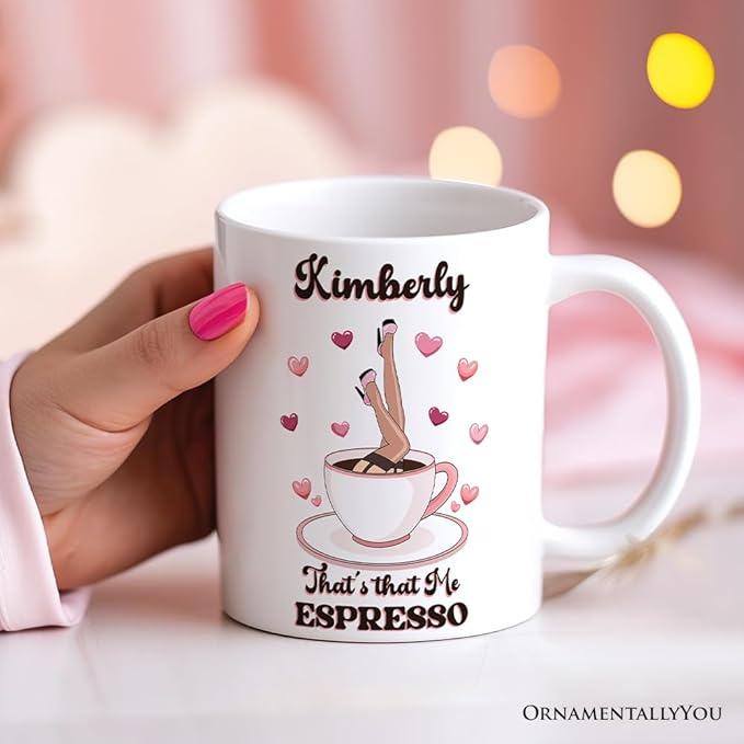 OrnamentallyYou Personalized Valentine Mug (That?셲 That Me Expresso Vibe Personalized Mug, Retro Girls Valentine and Galentine Gift With Custom Name)