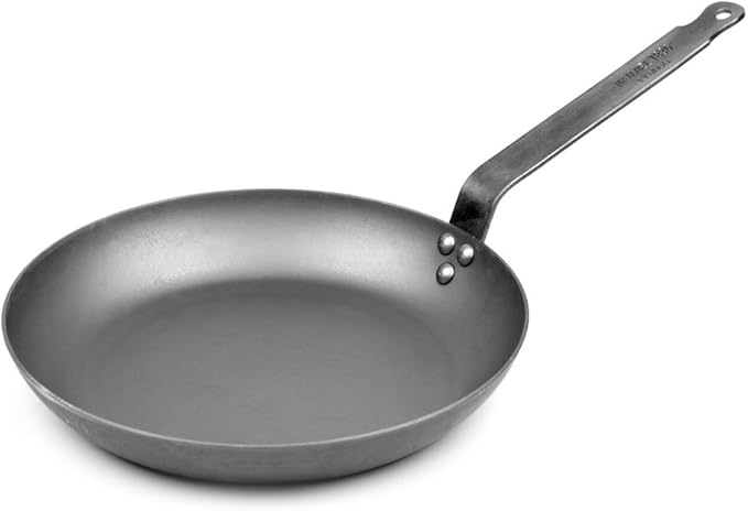 Mauviel M'Steel Black Carbon Natural Nonstick Frying Pan With Iron Handle, 12.6-in, Suitable For All Cooking Surfaces, Made in France