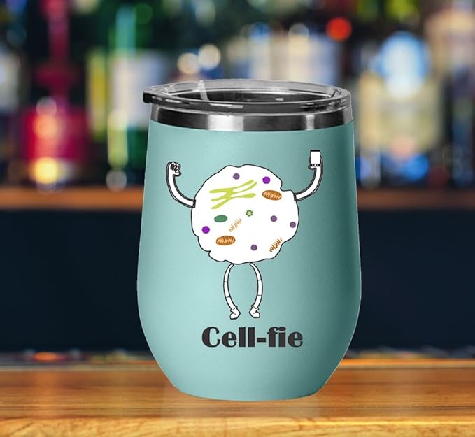 Cell Fie Wine Tumbler, Cell Fie Gift Lover, 12oz Stainless Steel Wine Tumbler, Gifts For Him, For Her, For Boys, For Girls, Birthday, Christmas Gift idea (Teal)
