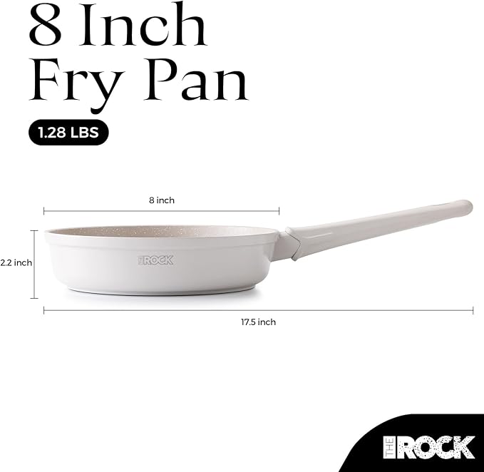 THE ROCK SOHO 8-Inch Ceramic Non Stick Frying Pan ??Nothing Sticks, Never Warps, Lasts Longer, Non Toxic Skillet with Heat-Resistant Handle, PTFE PFOA & PFAS Free, Oven & Dishwasher Safe, Cream