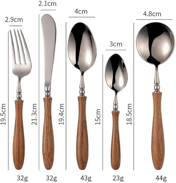 20 Piece Silverware Set Service for 4,Premium Wooden Handle Stainless Steel Flatware Set Home Include Fork Knife Spoon Set Gift Package for Christmas and Thanksgiving(Light Brown)