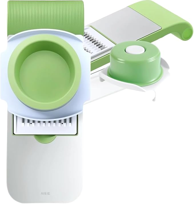 5 In 1 Food Chopper, 2026 New Rotary Cheese Grater - 3 Interchangeable Blades Manual Speed Round Food Slicer, Nut Grinder with Strong Suction Base (Red)