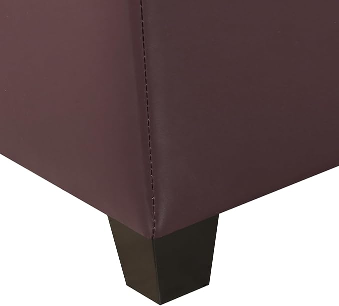 Joveco 47 Inch Storage Ottoman Bench,Tufted Leather Storage Bench with Nailhead Trim for Bedroom (47??Auburn)