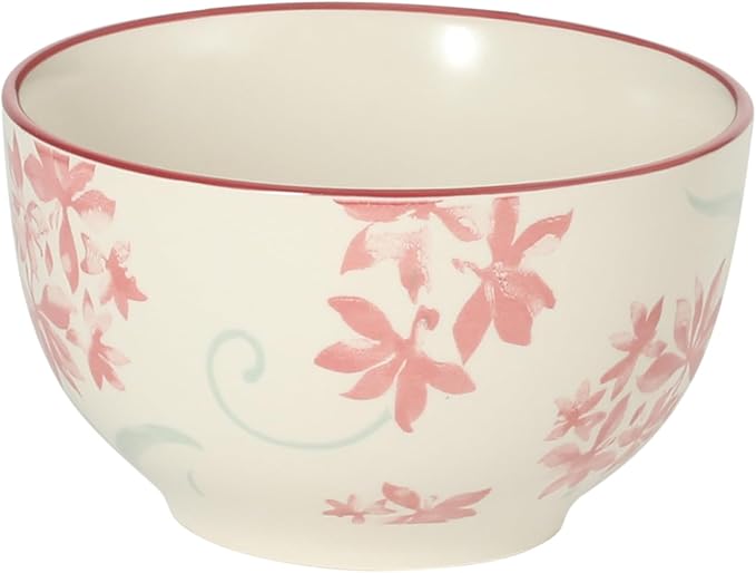 Gibson Home Admiral Hall 12-Piece Matte Stoneware Dinnerware Set ??Dinner Plates, Salad Plates & Bowls with Pink Floral Pattern, Durable Everyday Dish Set, Microwave & Dishwasher Safe