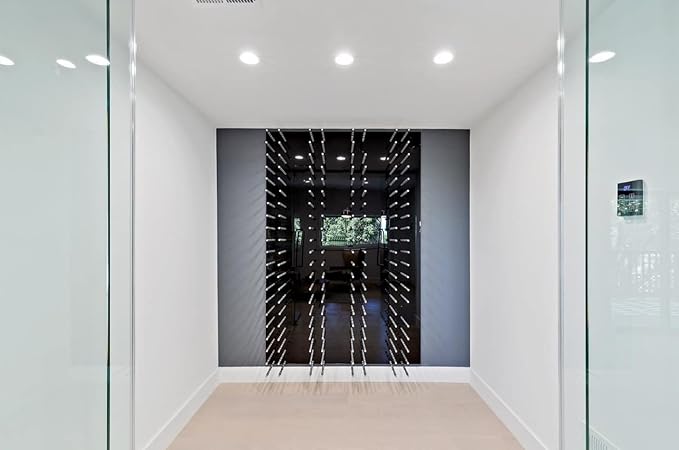 Fusion Wine Wall Cork-Out (4 Foot, Black Acrylic, Matte Black Peg, Stores 36 Bottles) Modular Wine Rack for Easy Install in Home Bar or Wine Cellar
