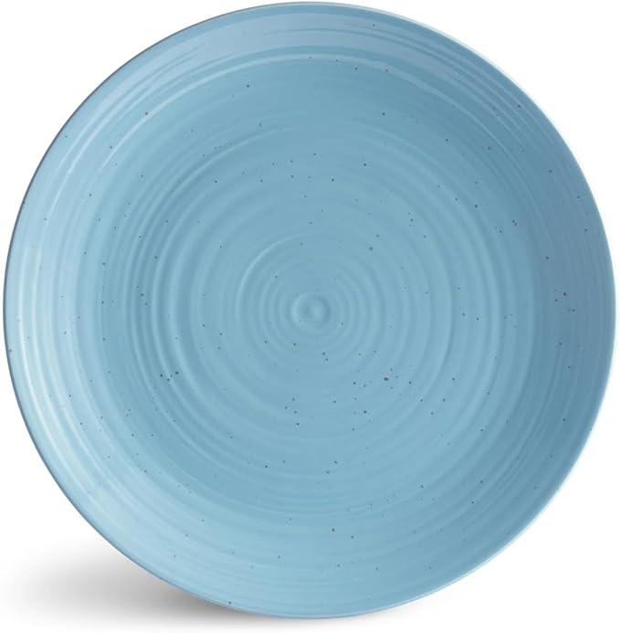 Sango Siterra Artist's Blend 16-Piece Stoneware Dinnerware Set ??Service for 4, Ocean Blue Glossy Glaze with Unique Speckled Design, for Everyday Dining & Entertainment, Microwave & Dishwasher Safe
