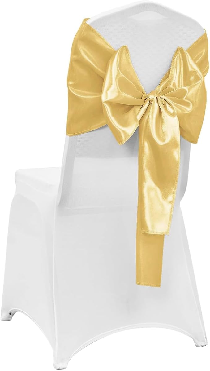 4-Pack Light Gold Satin Table Runner 12 x 108 Inch Long Bright and Smooth Silk Fabric Table Runner for Wedding Banquet Birthday Party Decoration