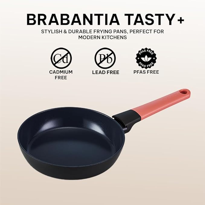Brabantia Tasty+ 8??Nonstick Frying Pan ??PFAS/PFOA/PTFE Free Ceramic Skillet with Stay?멌ool Handle, Easy Clean, Even Heating, Ideal for Eggs & Small Meals
