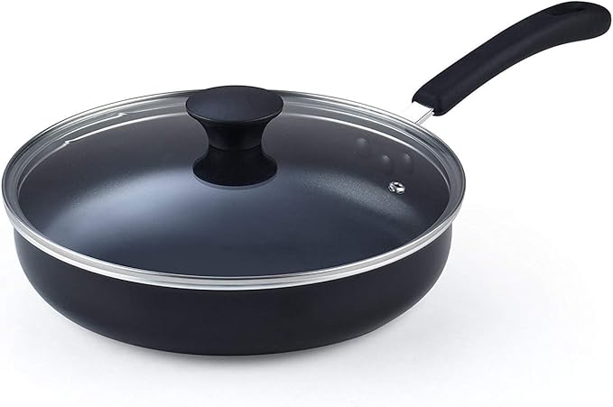 Cook N Home 10.5-Inch/3.5 Quart Nonstick Deep Saute Fry Pan/Jumbo Cooker with Lid, Black