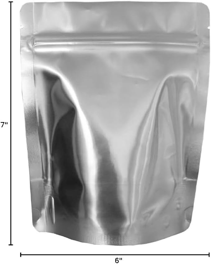 PackFreshUSA: 50 Pack - 7 Mil - Pint Seal-Top Stand Up Mylar Bags - 100cc Oxygen Absorbers - Heat Seal - Long-Term Food Storage