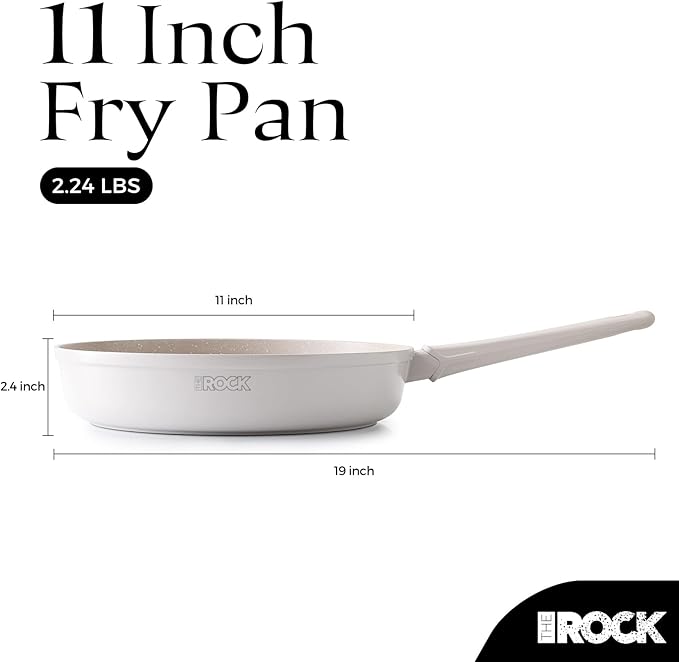 THE ROCK SOHO 11-Inch Ceramic Non Stick Frying Pan ??Nothing Sticks, Never Warps, Lasts Longer, Non Toxic Skillet with Heat-Resistant Handle, PTFE PFOA & PFAS Free, Oven & Dishwasher Safe, Cream