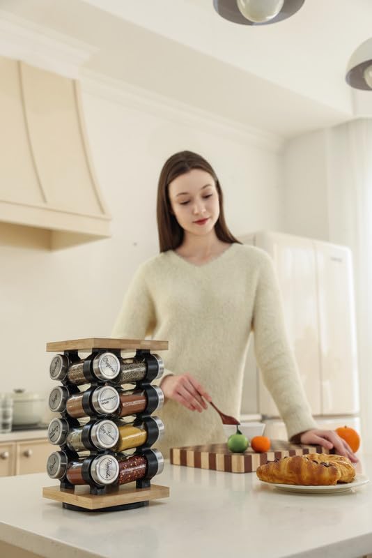 Orii 16-Jar Rotating Spice Rack with Spices Included ??Pre-Filled Spice Racks with 5-Year Refill Program - Flavorful Spices