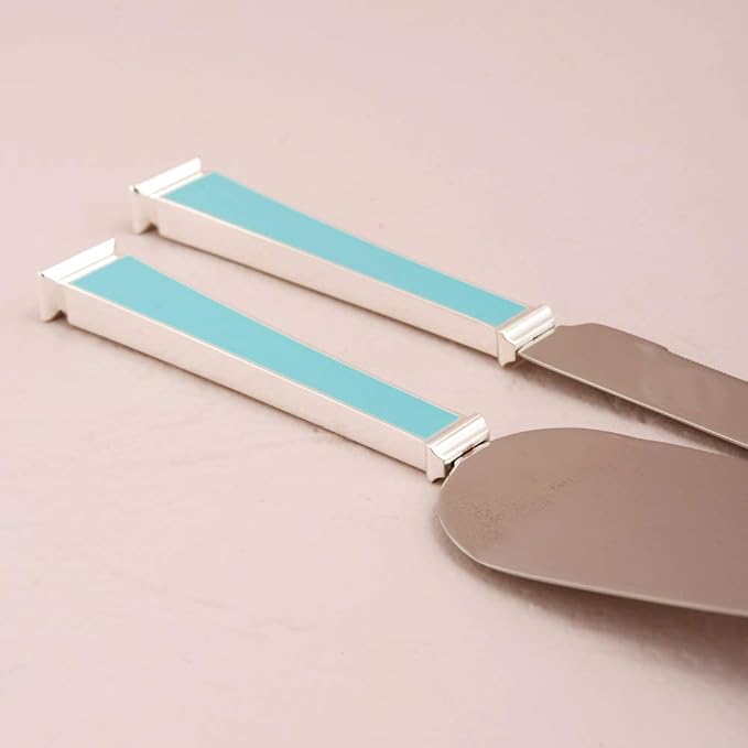 Weddingstar Cake Knife and Serving Set - "Something Blue" Silver Plated