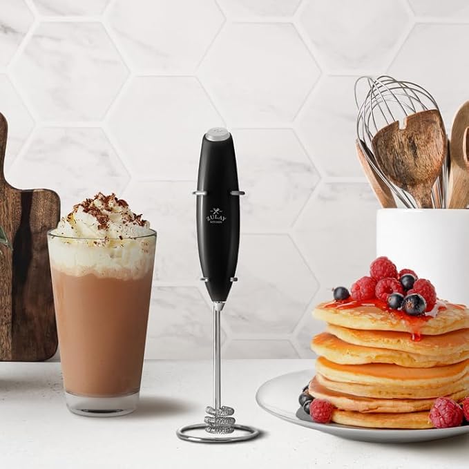 Zulay Kitchen Milk Frother with Patented Tornado Triple Whisk ??Handheld Foam Maker for Coffee, Lattes, Matcha & Hot Chocolate ??Rich, Creamy Froth in Seconds