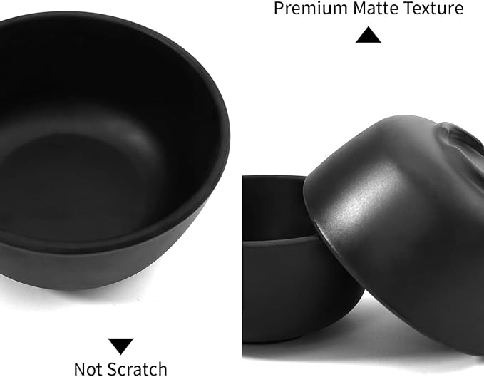 TP 10 Ounce Bowl Set of 6, 4.5??Melamine Bowls for Appetizer Snacks Ice Cream Dipping Sauce Side Dish, Unbreakbale and lightweight, Black