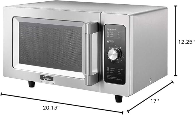 Midea Equipment 1025F0A Countertop Commercial Microwave Oven with Dial, 1000W, Stainless Steel, .9 CuFt