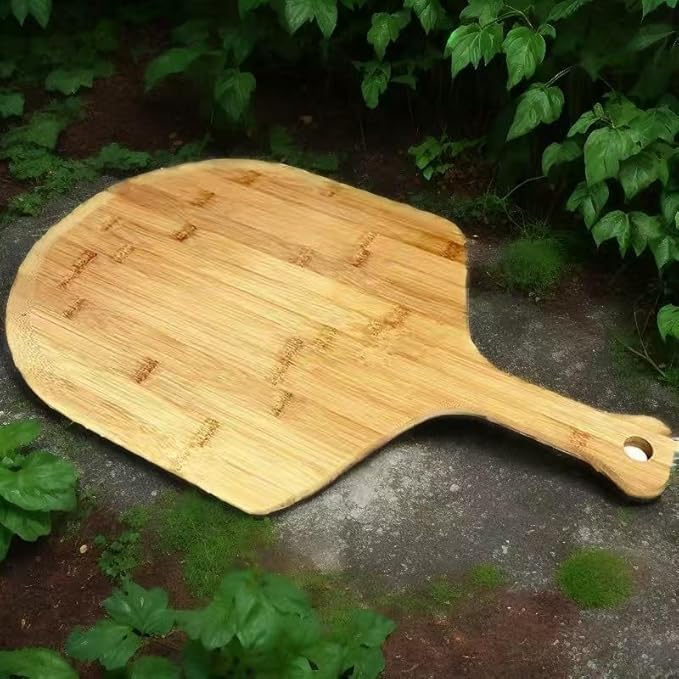 SWEIBIAI Bamboo Pizza Board 12inch Pizza Cutting Board Wood Pizza Peel Pizza Serving Board For Kitchen Charcuterie Board, Natural