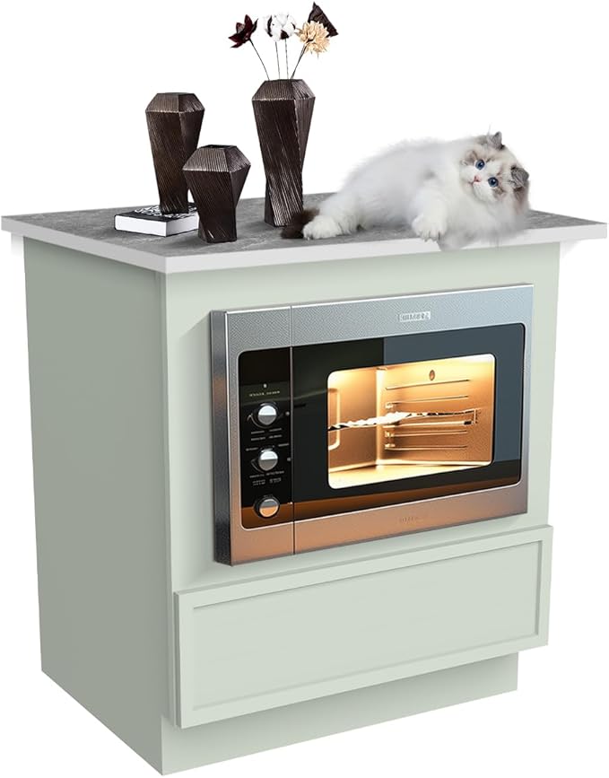 Microwave Base Cabinet ??Solid Wood Shaker Style Kitchen Storage Base Unit with Drawer & Soft-Close Doors, RTA Pantry Cupboard for Dining Room, Coffee Bar 30" W x 24" D x 34 1/2" H (Jade Green)