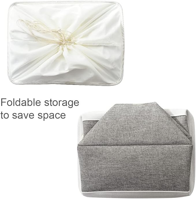 TheWarmHome Storage Baskets for Organizing, X Large - 3 Pack 17.7L횞13.8W횞9.8H in Foldable Storage Bins for Shelves, Fabric Storage Box for Closet Nursery Toy Gift (White & Grey)