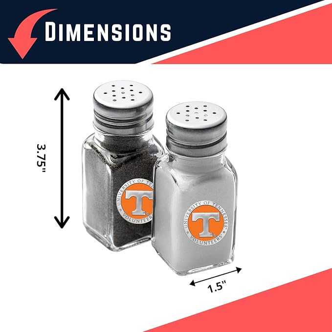 Heritage Pewter University of Tennessee Salt and Pepper Shaker Set of 2 Bottles | Expertly Crafted Pewter Glass